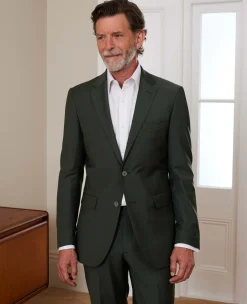 Olive Green Wool-Blend Suit