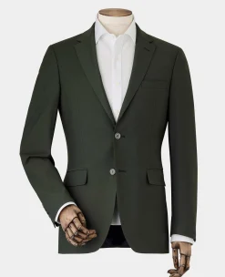 Olive Green Wool-Blend Suit