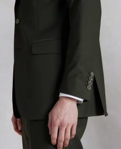 Olive Green Wool-Blend Suit