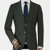 Olive Green Wool-Blend Suit Jacket
