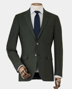 Olive Green Wool-Blend Suit Jacket