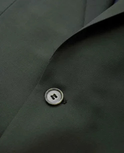 Olive Green Wool-Blend Suit Jacket