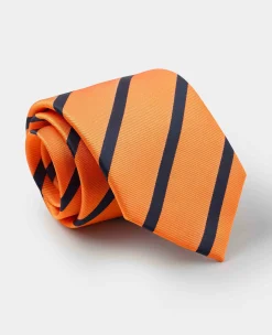 Orange Stripe Silk Tie