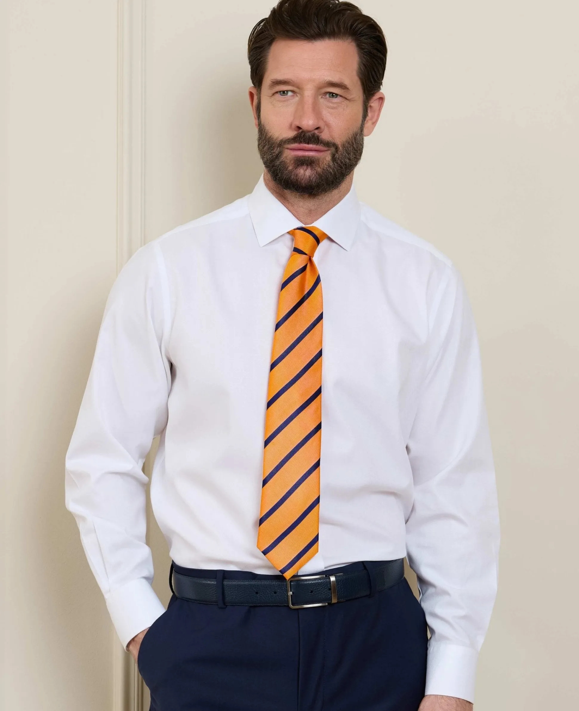 Orange Stripe Silk Tie
