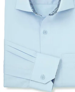 Pale Blue Cotton Twill Classic Fit Smart-Casual Shirt - Single Cuff