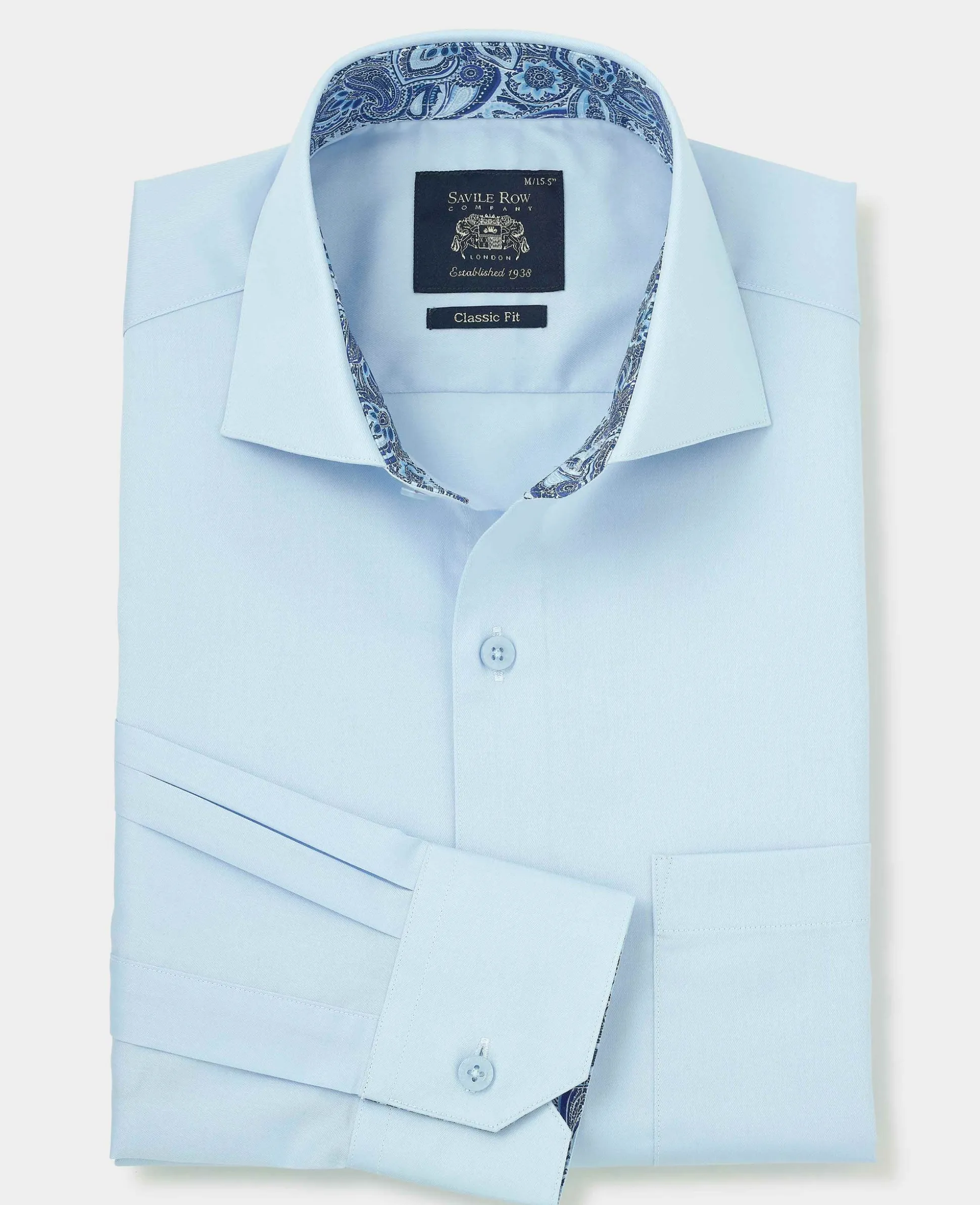 Pale Blue Cotton Twill Classic Fit Smart-Casual Shirt - Single Cuff