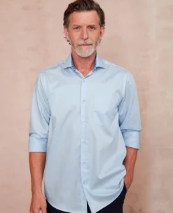 Pale Blue Cotton Twill Classic Fit Smart-Casual Shirt - Single Cuff