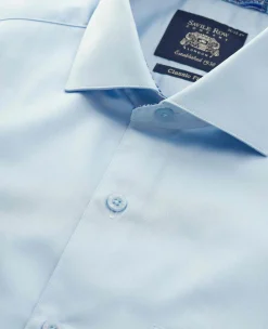 Pale Blue Cotton Twill Classic Fit Smart-Casual Shirt - Single Cuff