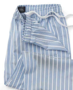 Pale Blue Cotton Twill Wide Stripe Lounge Pants