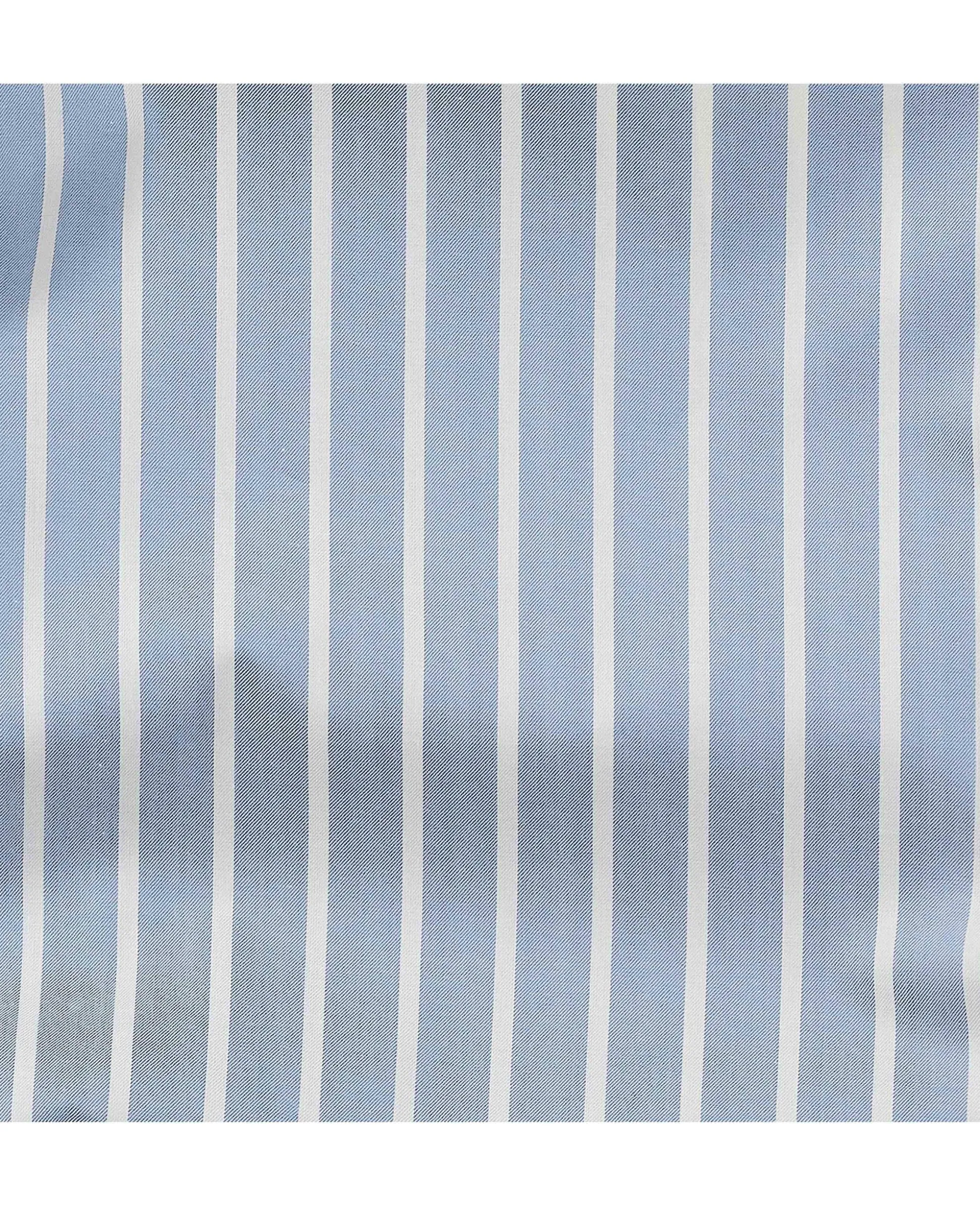 Pale Blue Cotton Twill Wide Stripe Lounge Pants