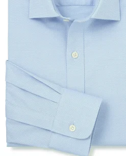Pale Blue Stretch Cotton Slim Fit Formal Shirt - Single Cuff