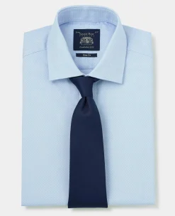 Pale Blue Stretch Cotton Slim Fit Formal Shirt - Single Cuff