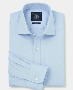 Pale Blue Stretch Cotton Slim Fit Formal Shirt - Single Cuff