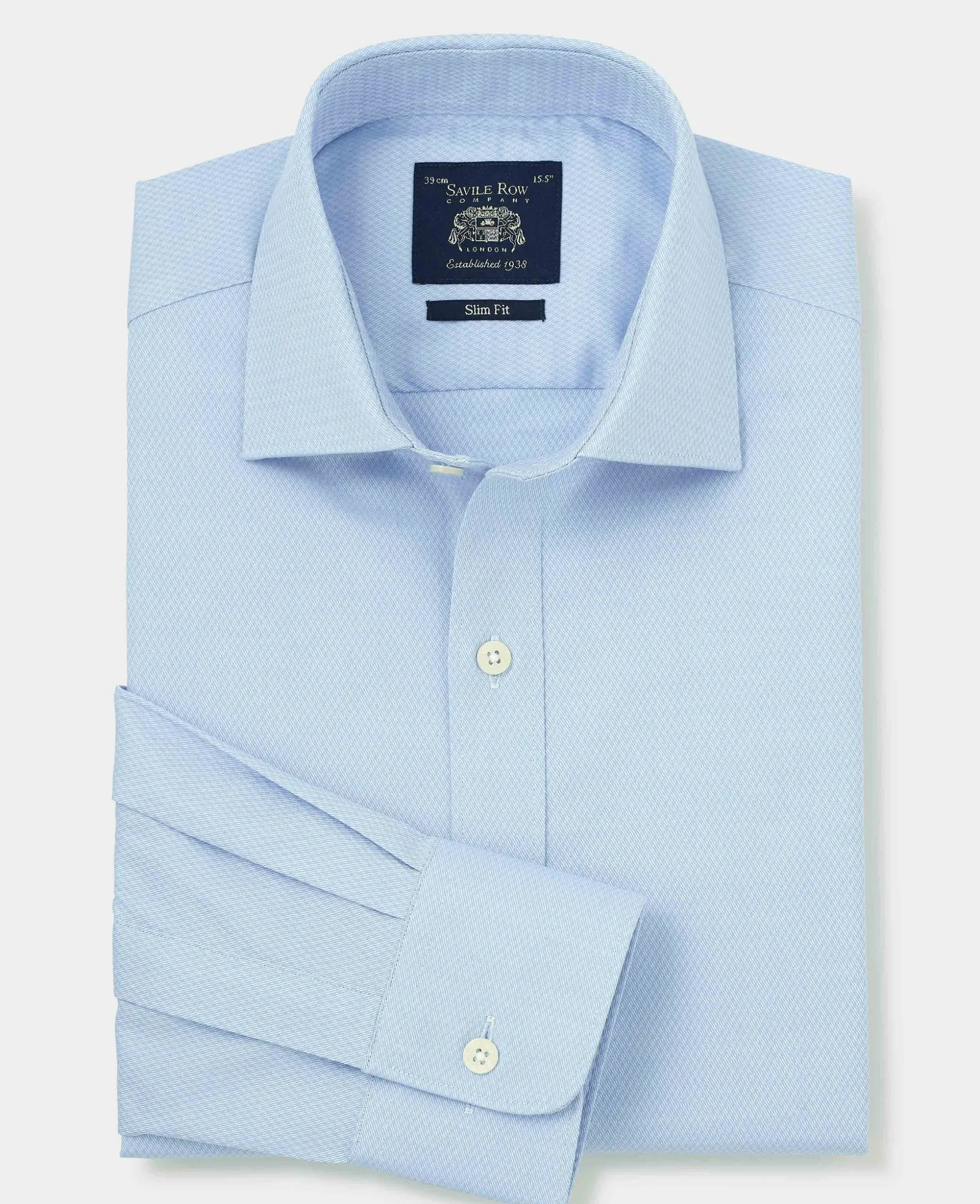 Pale Blue Stretch Cotton Slim Fit Formal Shirt - Single Cuff