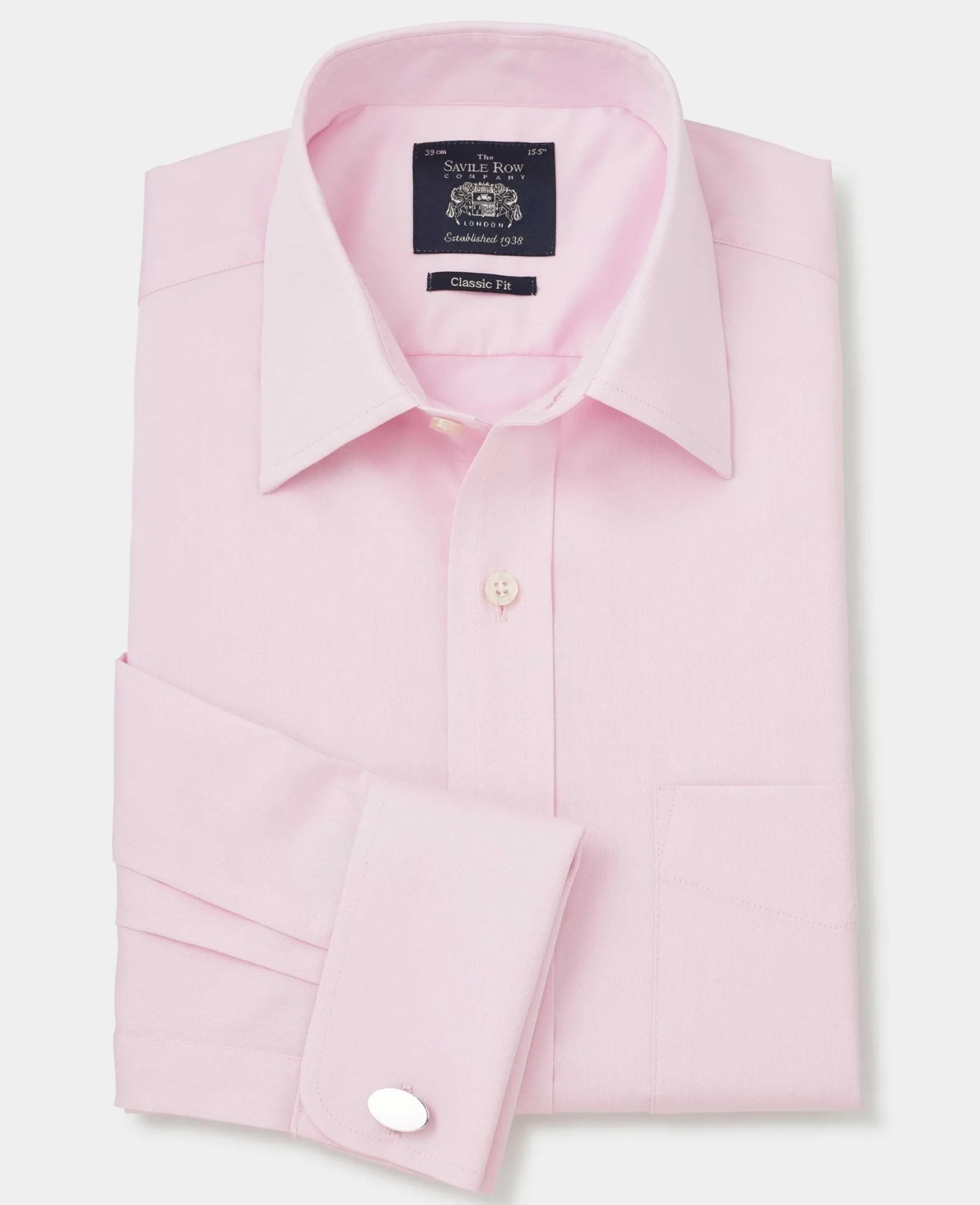 Pale Pink Fine Twill Classic Fit Formal Shirt - Single or Double Cuff