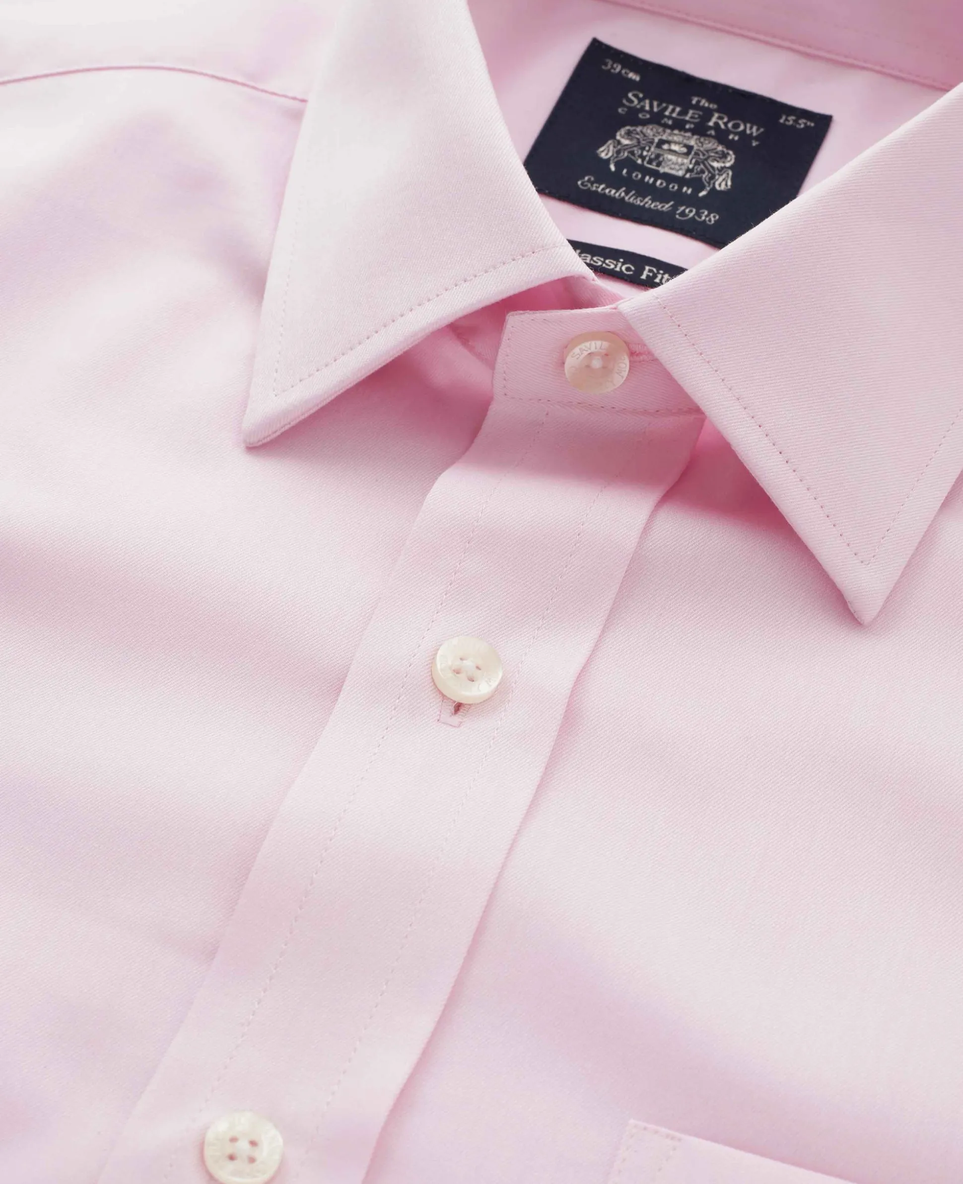 Pale Pink Fine Twill Classic Fit Formal Shirt - Single or Double Cuff