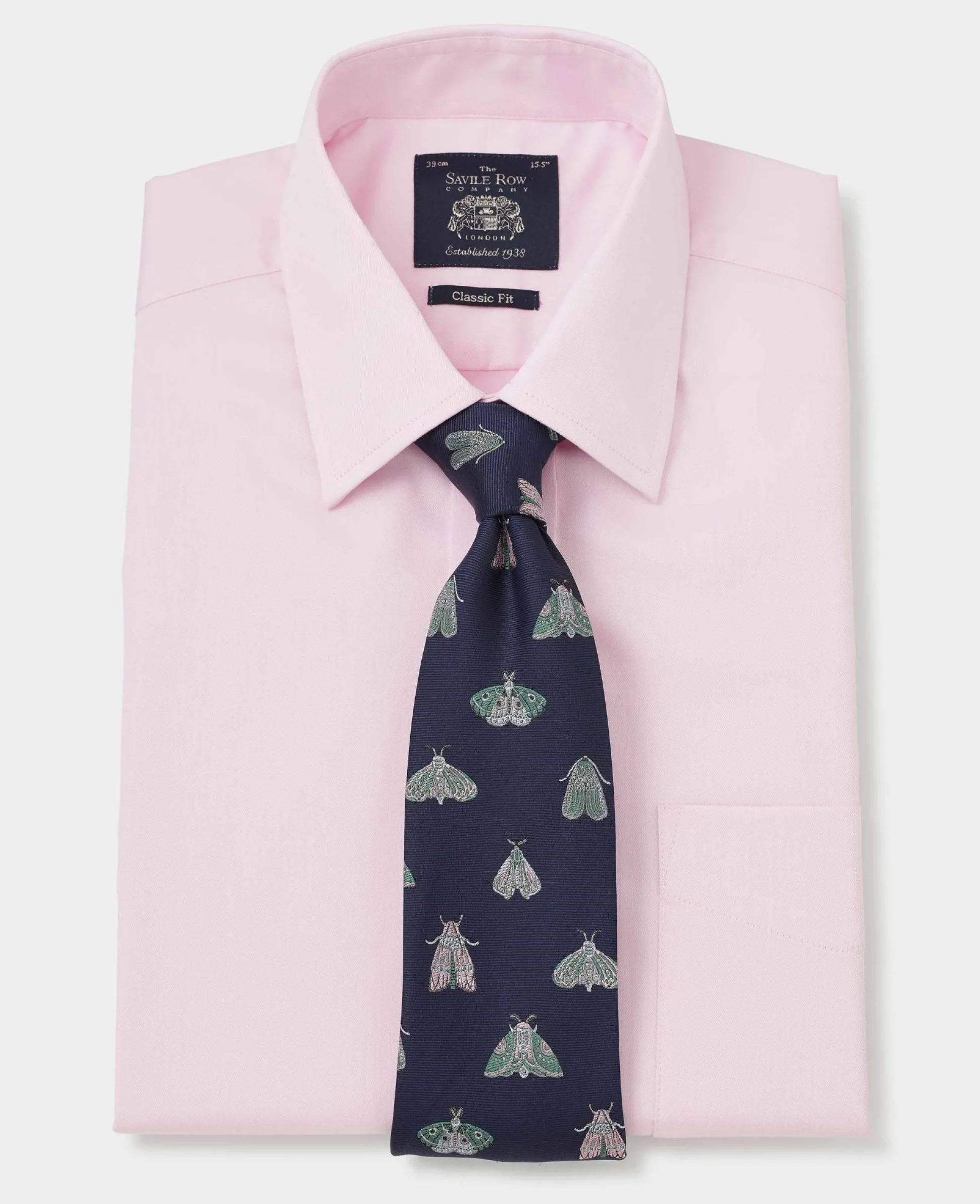 Pale Pink Fine Twill Classic Fit Formal Shirt - Single or Double Cuff