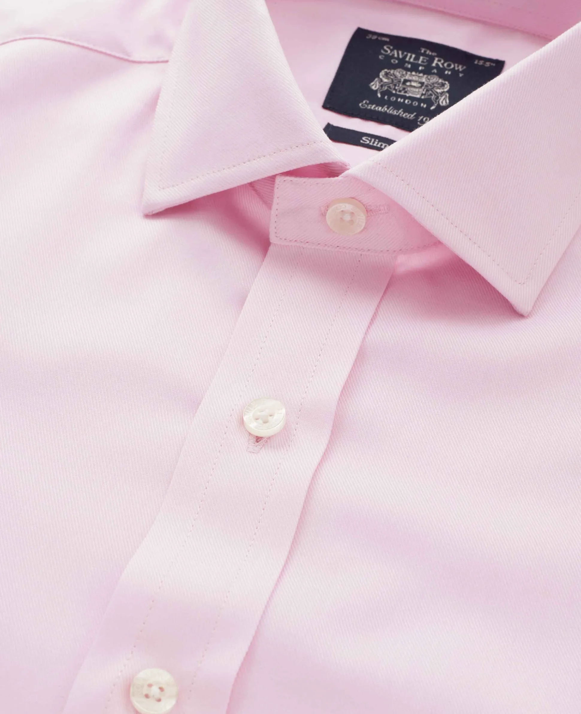 Pale Pink Twill Slim Fit Formal Shirt - Single or Double Cuff