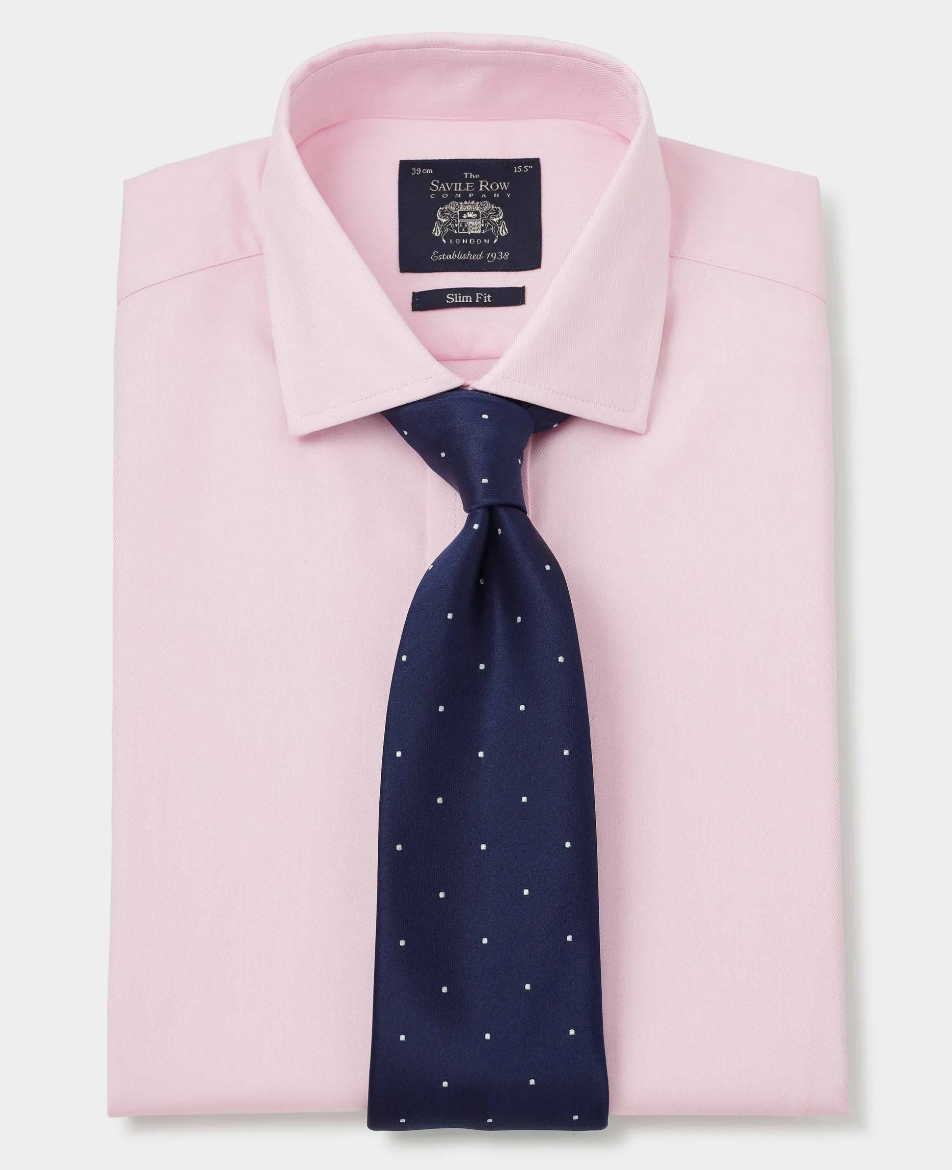 Pale Pink Twill Slim Fit Formal Shirt - Single or Double Cuff