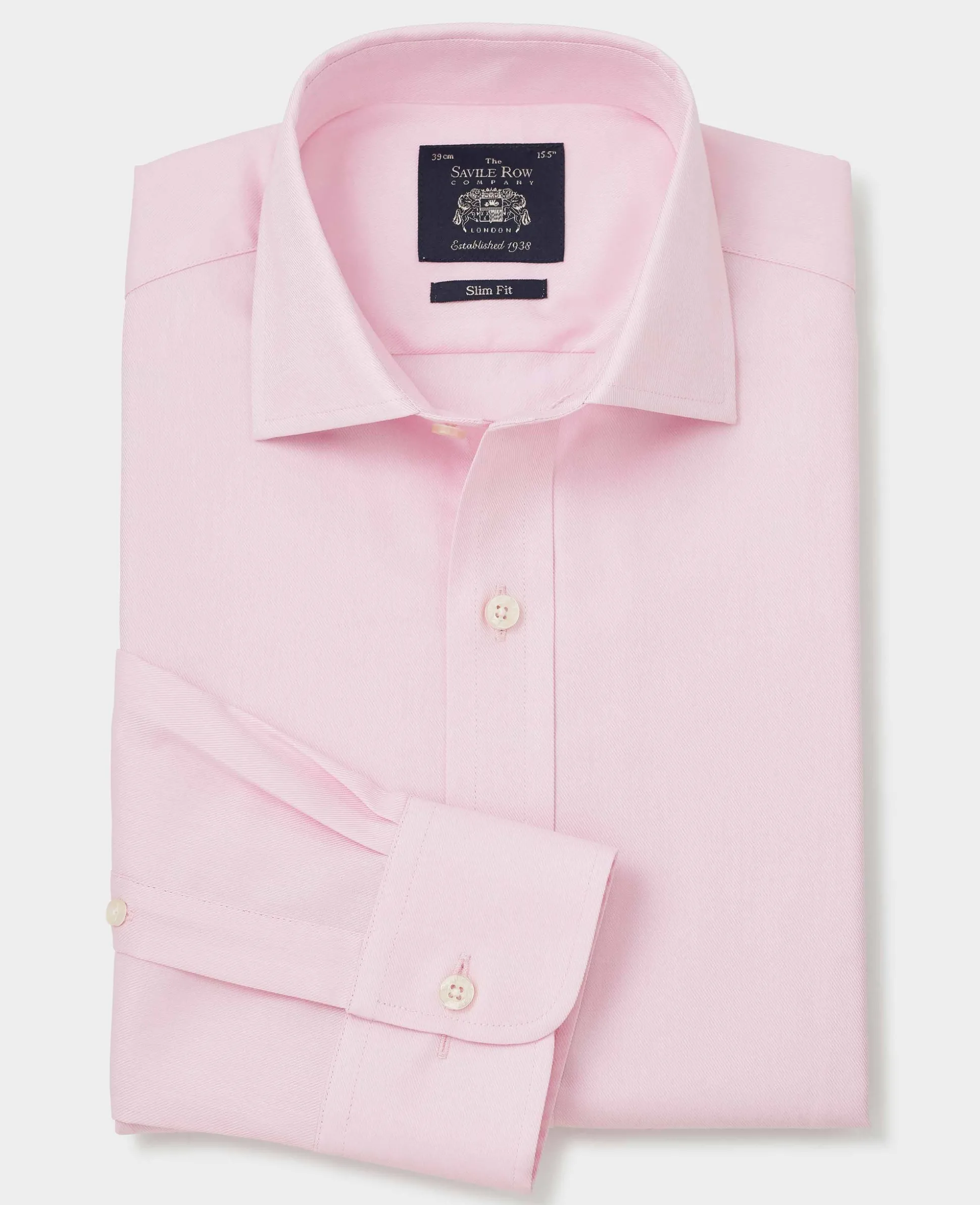 Pale Pink Twill Slim Fit Formal Shirt - Single or Double Cuff
