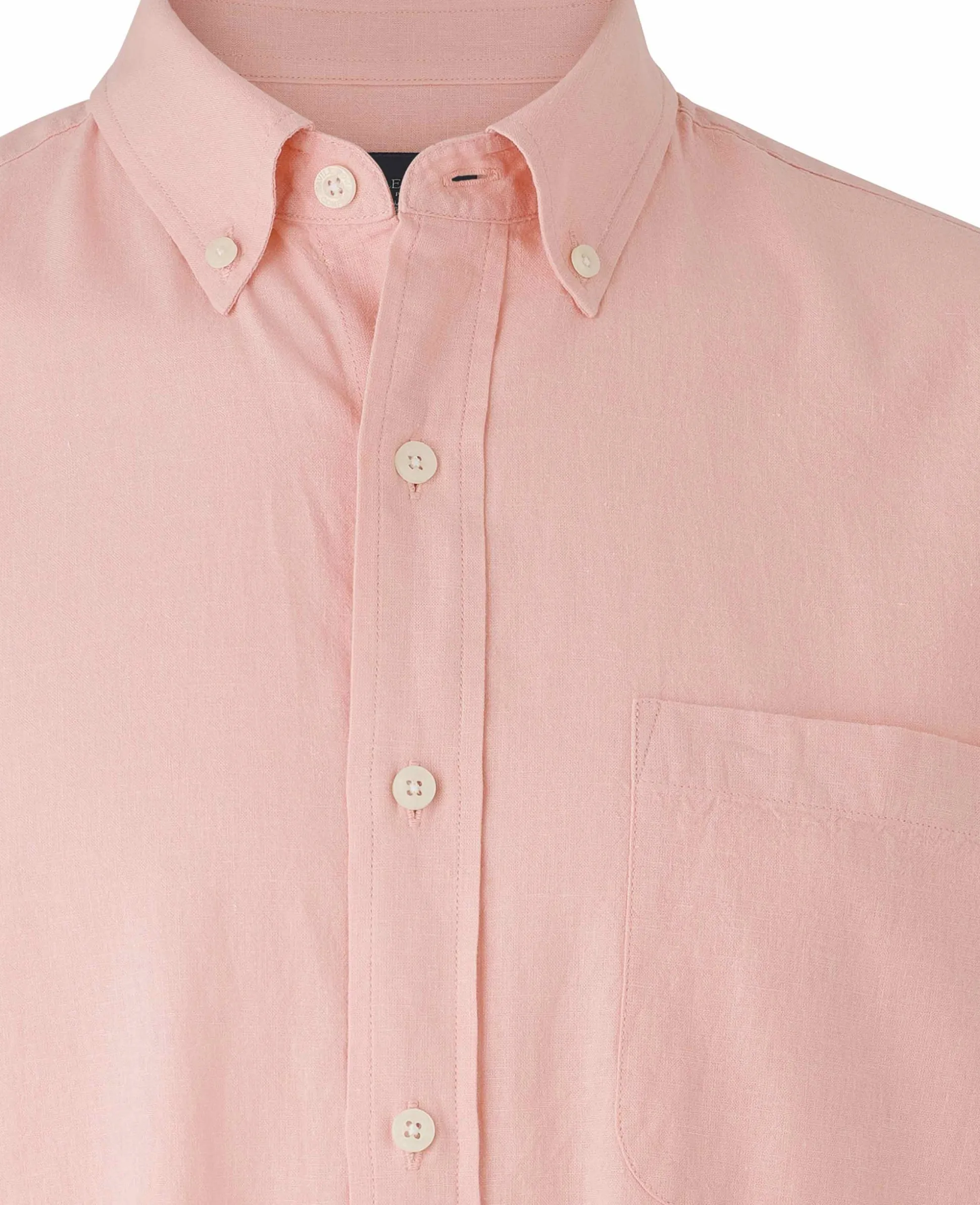 Peach Linen Cotton Classic Fit Button-Down Casual Shirt