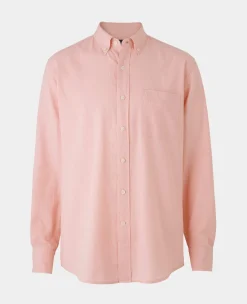 Peach Linen Cotton Classic Fit Button-Down Casual Shirt