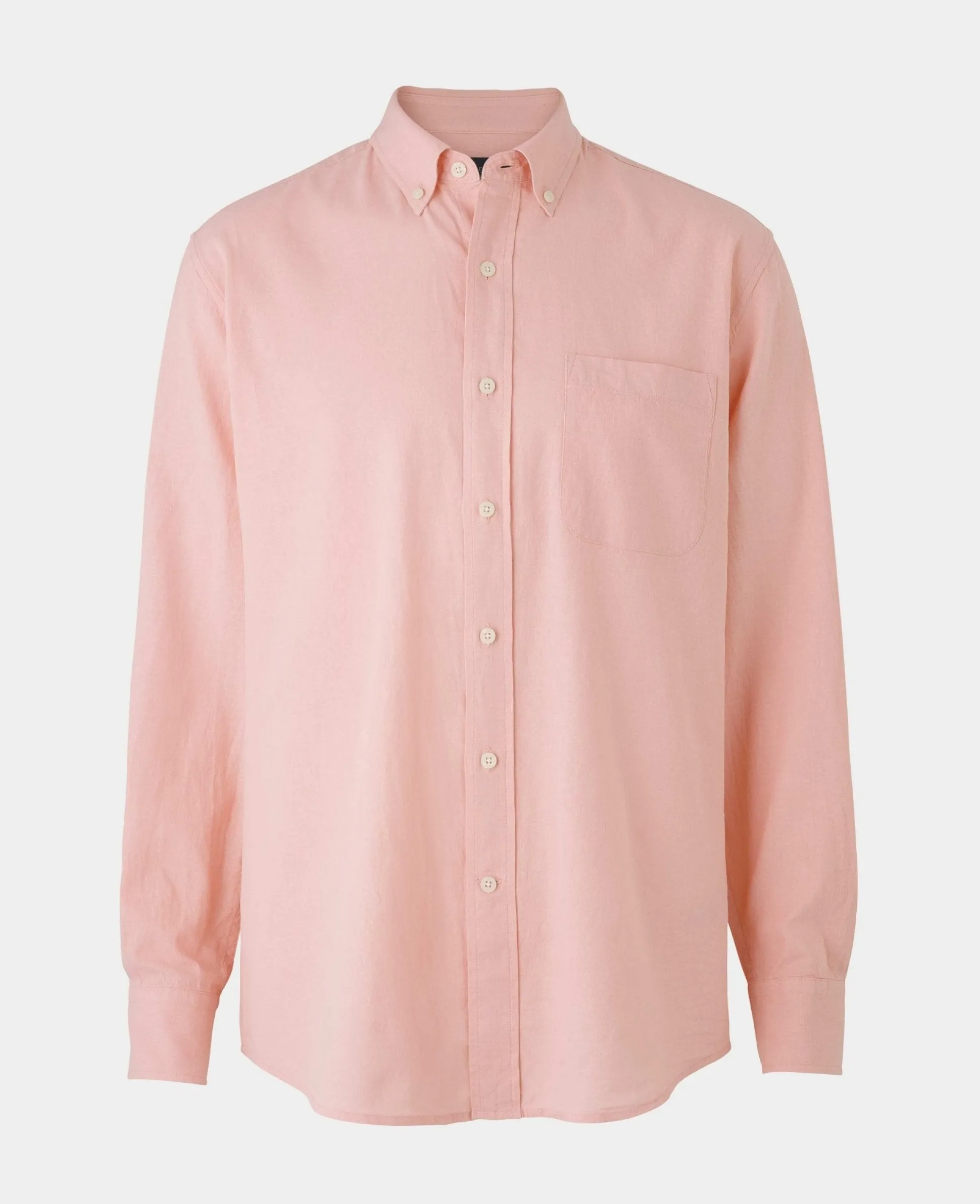 Peach Linen Cotton Classic Fit Button-Down Casual Shirt