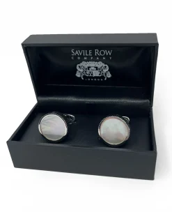 Pearl Rhodium-Plated Cufflinks