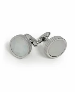 Pearl Rhodium-Plated Cufflinks