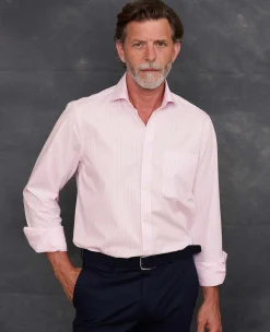 Pink Cotton Bengal Stripe Classic Fit Smart-Casual Shirt - Single Cuff