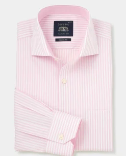 Pink Cotton Bengal Stripe Classic Fit Smart-Casual Shirt - Single Cuff