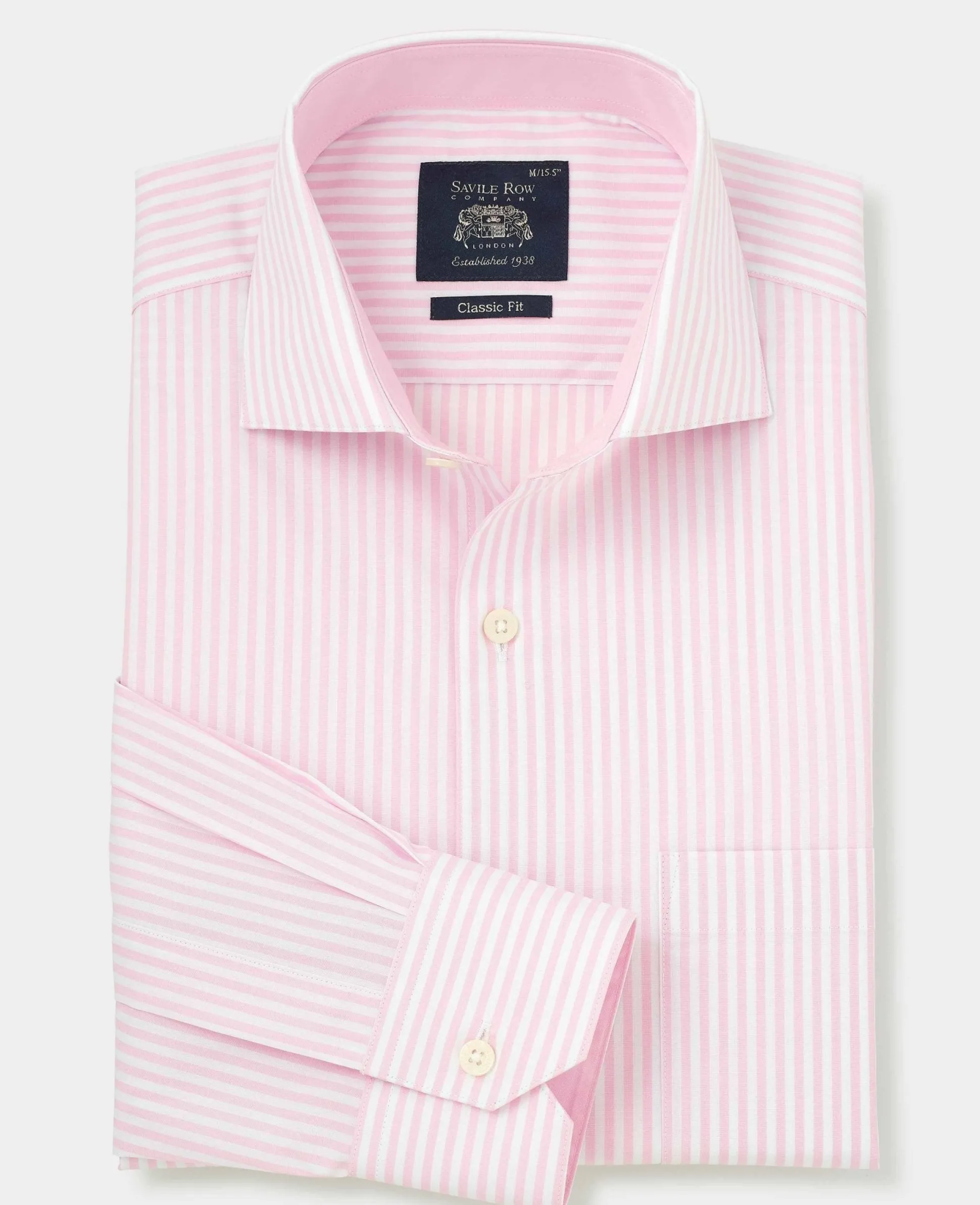 Pink Cotton Bengal Stripe Classic Fit Smart-Casual Shirt - Single Cuff