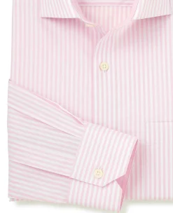 Pink Cotton Bengal Stripe Classic Fit Smart-Casual Shirt - Single Cuff