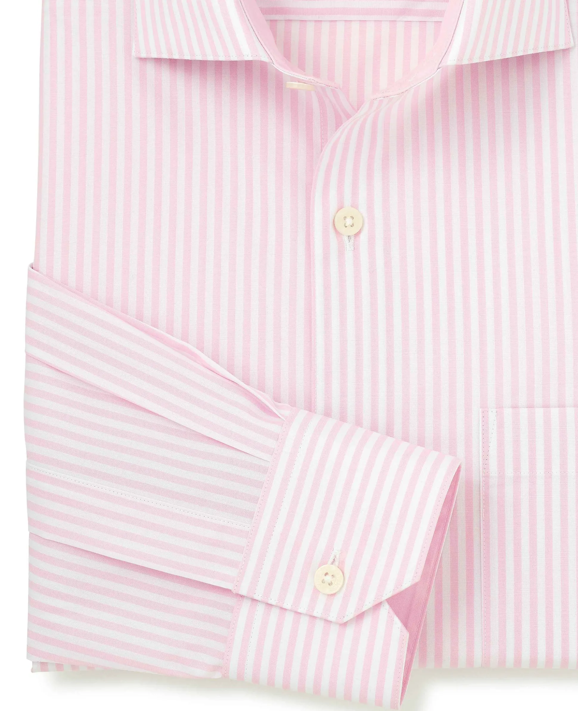 Pink Cotton Bengal Stripe Classic Fit Smart-Casual Shirt - Single Cuff