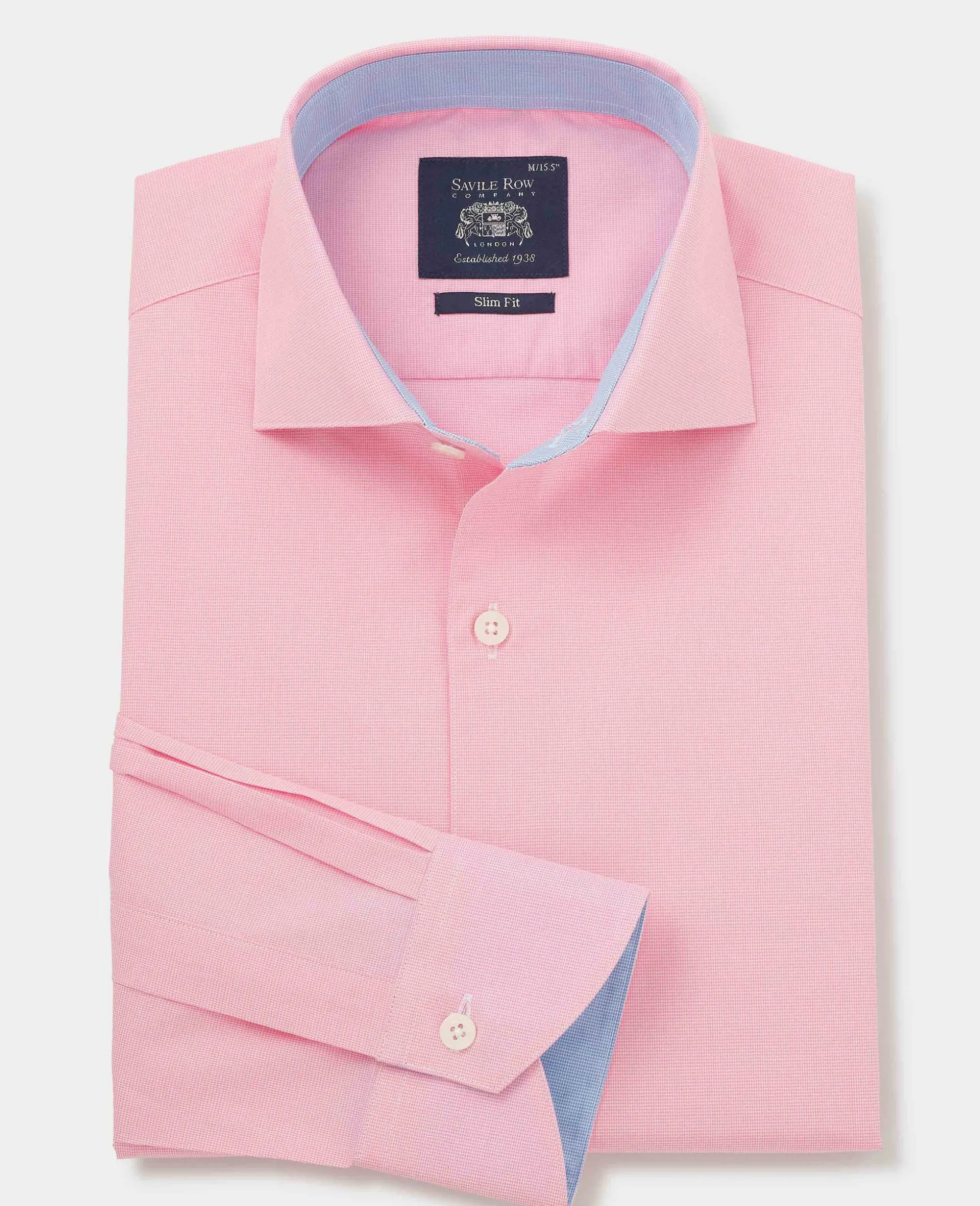 Pink Cotton Dobby Slim Fit Smart-Casual Shirt - Single Cuff