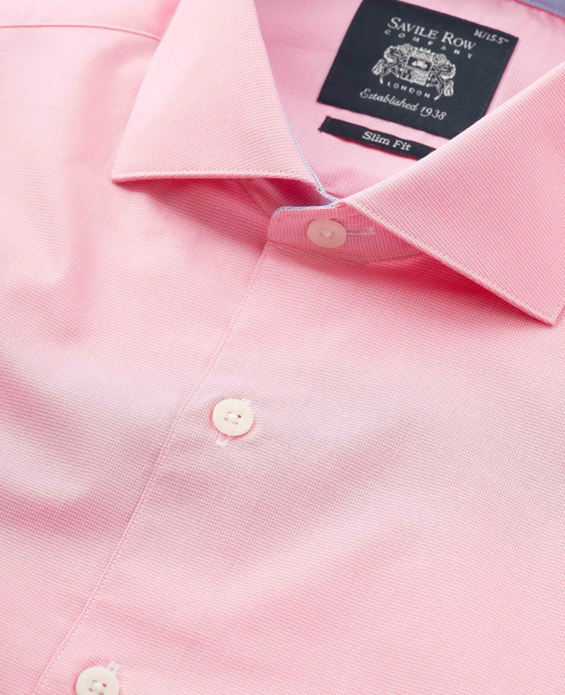 Pink Cotton Dobby Slim Fit Smart-Casual Shirt - Single Cuff