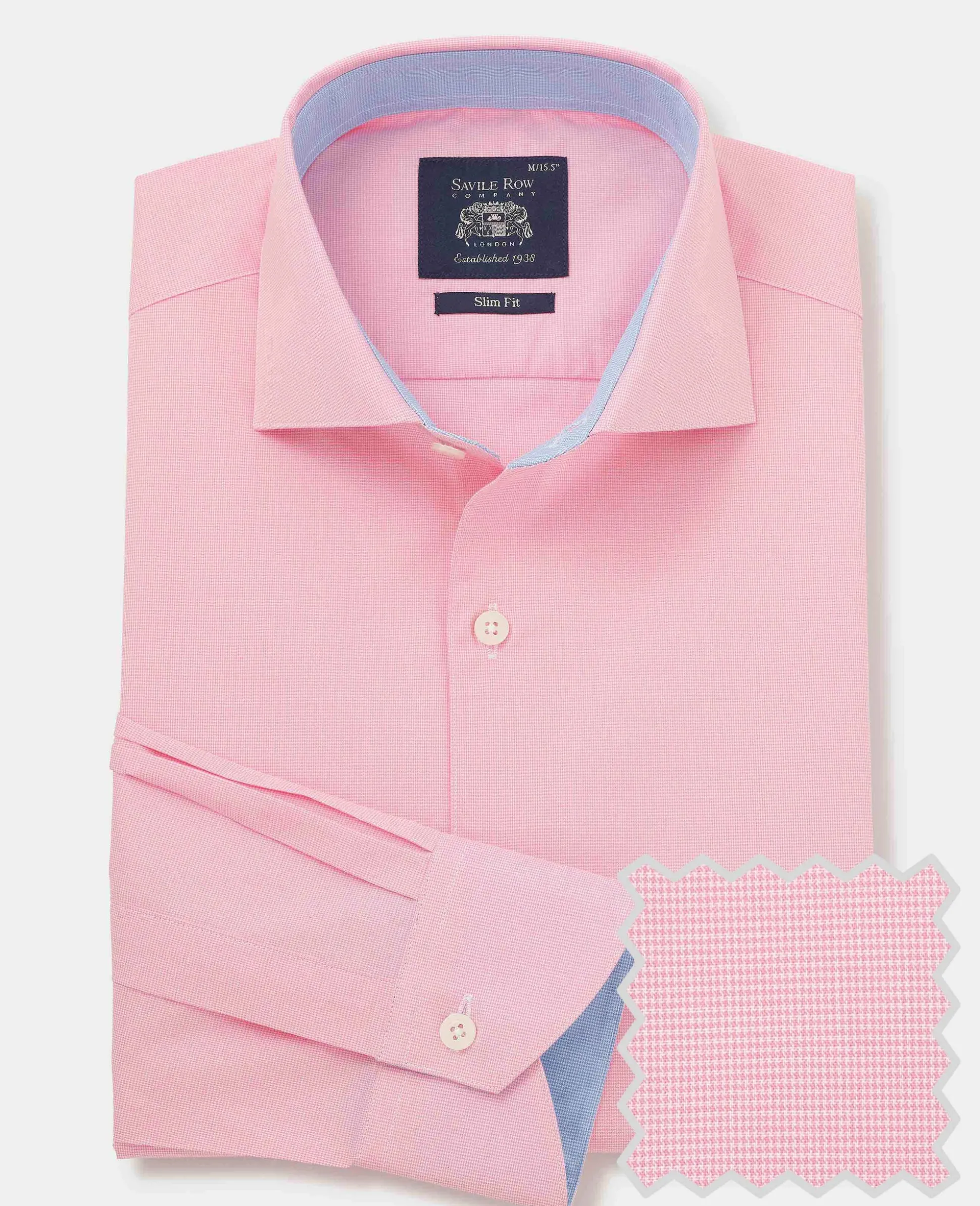 Pink Cotton Dobby Slim Fit Smart-Casual Shirt - Single Cuff