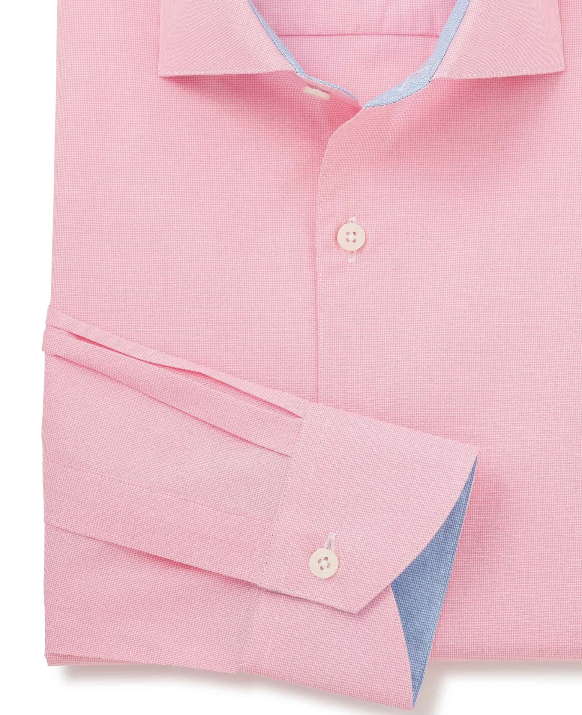 Pink Cotton Dobby Slim Fit Smart-Casual Shirt - Single Cuff