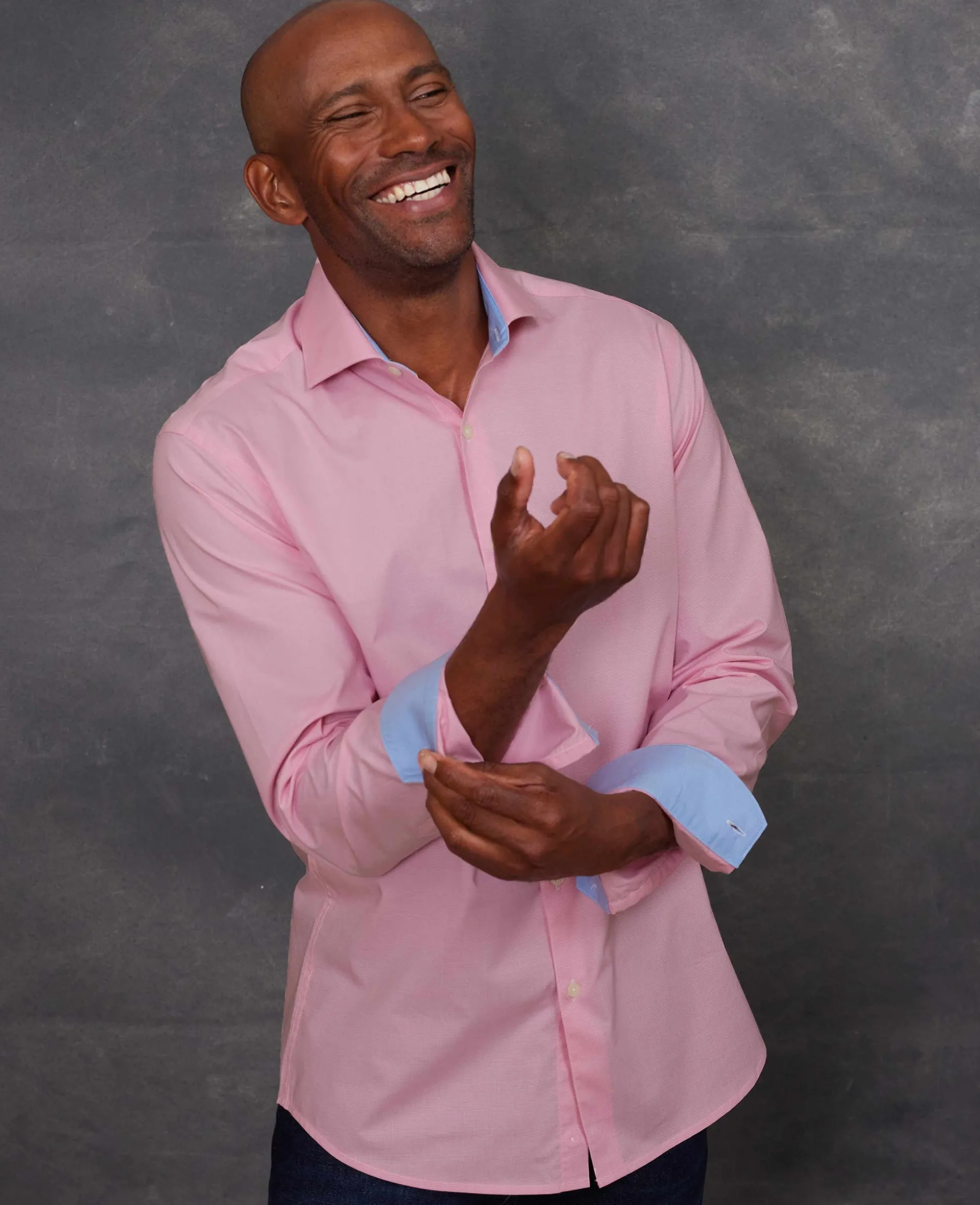 Pink Cotton Dobby Slim Fit Smart-Casual Shirt - Single Cuff