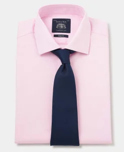Pink Cotton Herringbone Slim Fit Formal Shirt - Double Cuff