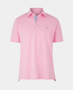 Pink Cotton Pique Short Sleeve Polo Shirt
