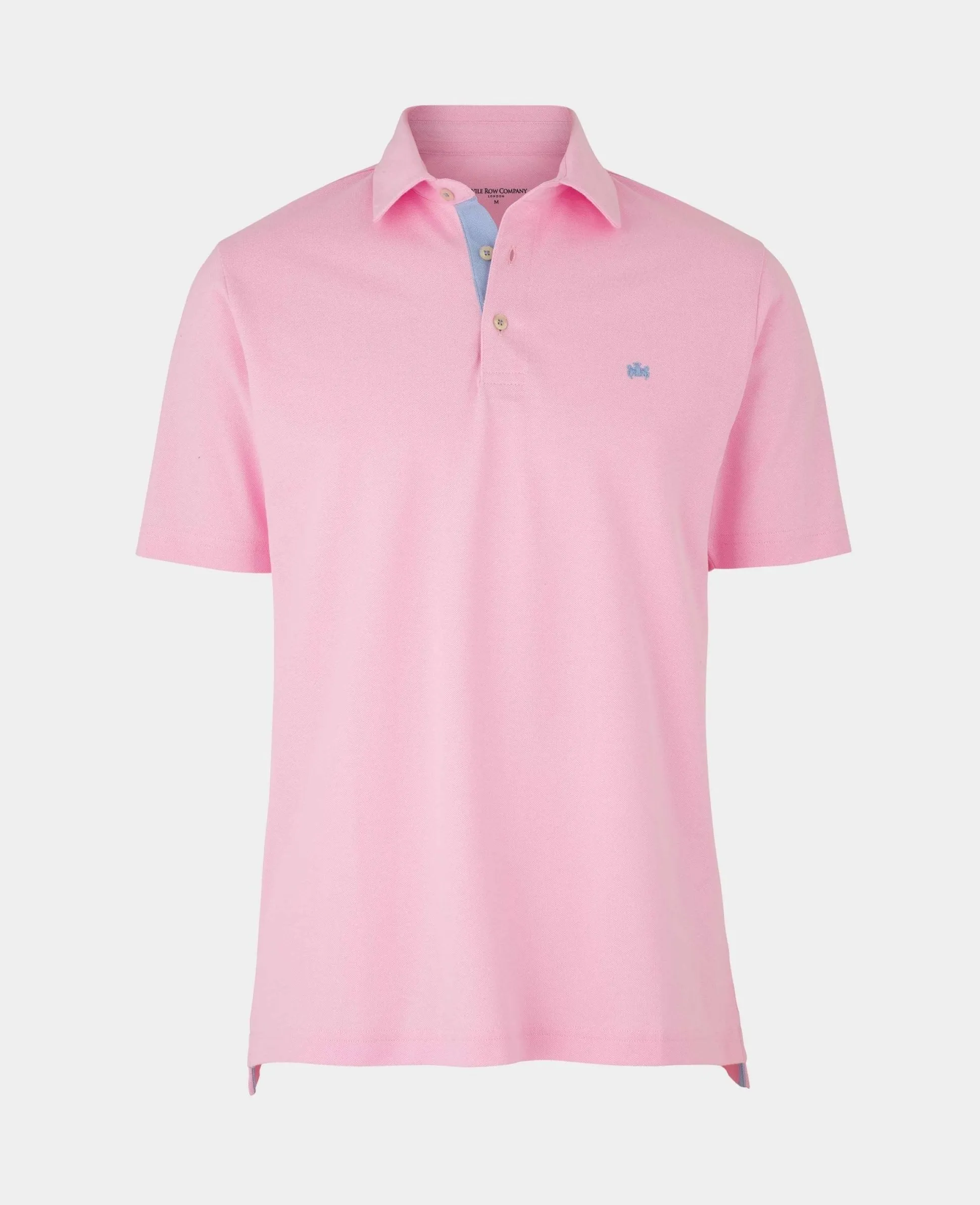 Pink Cotton Pique Short Sleeve Polo Shirt