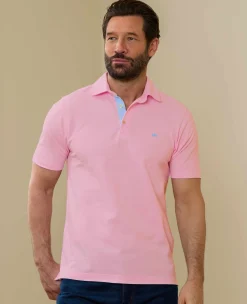 Pink Cotton Pique Short Sleeve Polo Shirt