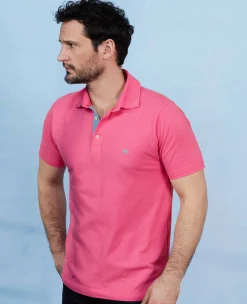 Pink Cotton Pique Short Sleeve Polo Shirt
