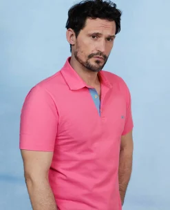 Pink Cotton Pique Short Sleeve Polo Shirt