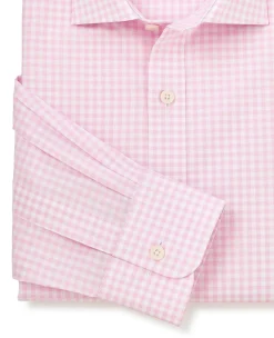 Pink Cotton Poplin Gingham Check Classic Fit Formal Shirt - Single Cuff