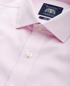 Pink Cotton Twill Slim Fit Non-Iron Shirt - Single Cuff