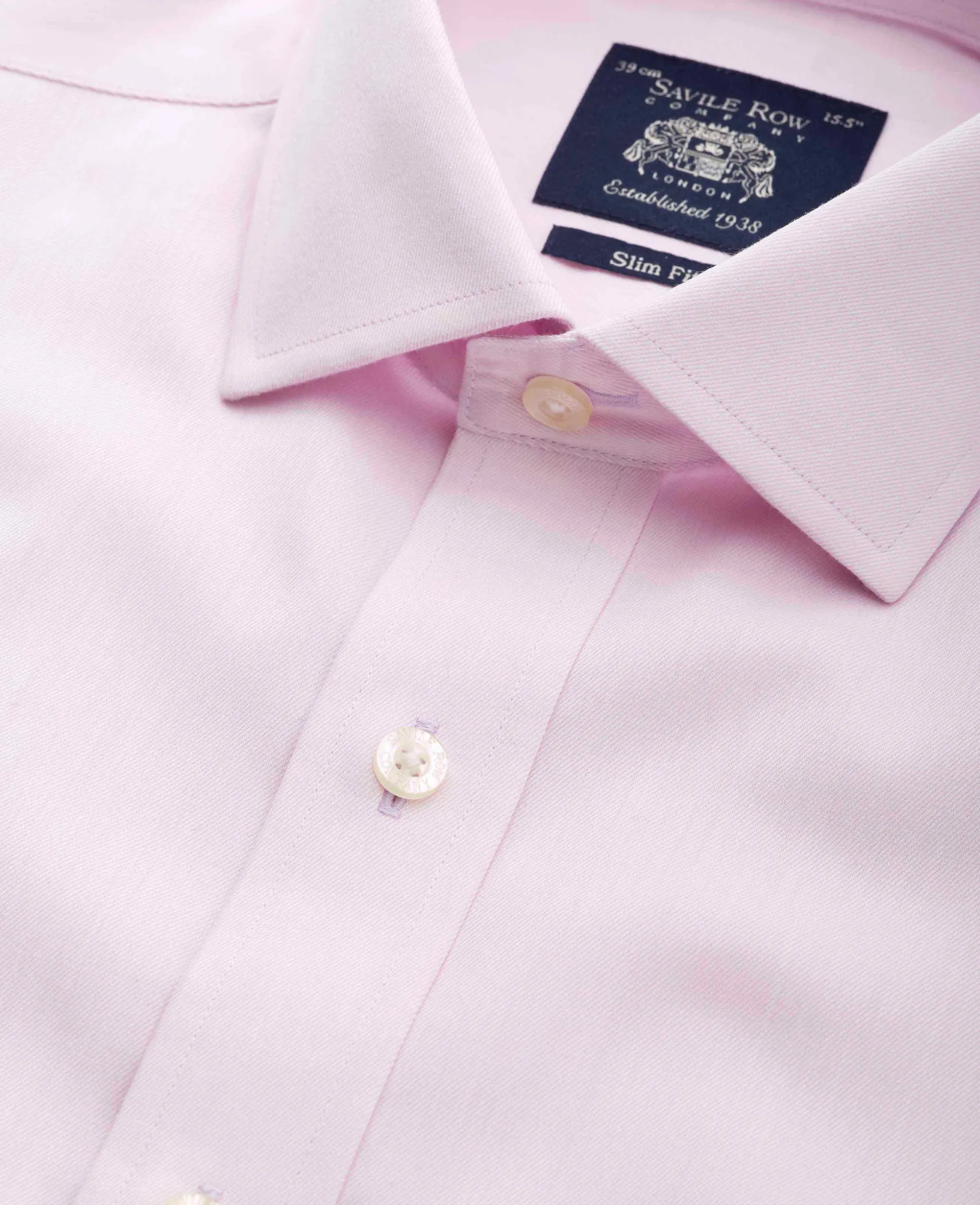Pink Cotton Twill Slim Fit Non-Iron Shirt - Single Cuff