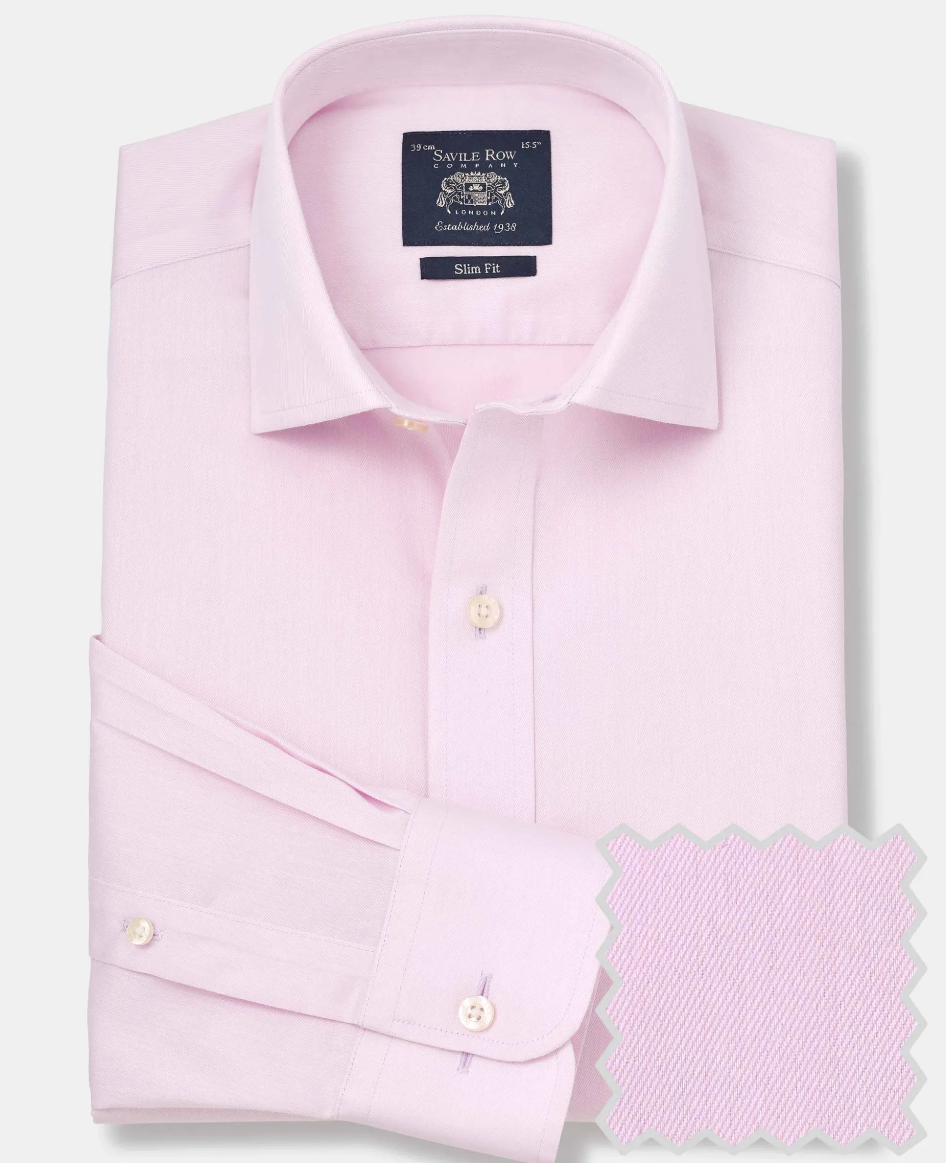Pink Cotton Twill Slim Fit Non-Iron Shirt - Single Cuff