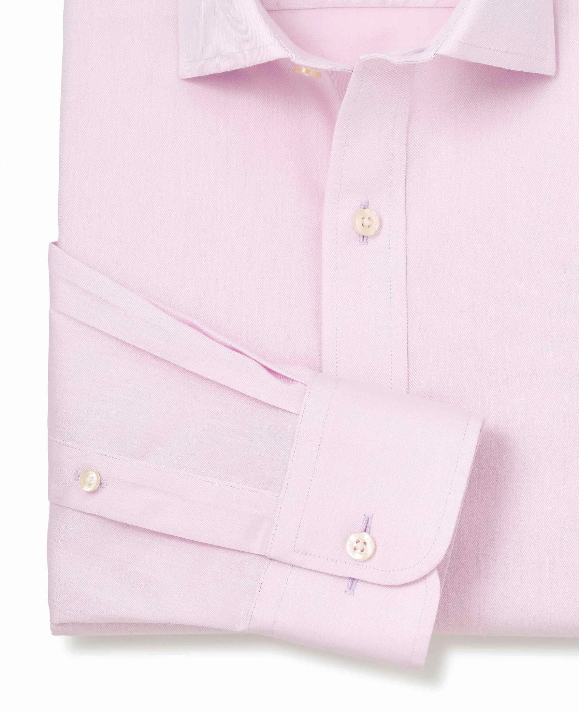 Pink Cotton Twill Slim Fit Non-Iron Shirt - Single Cuff